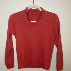 Vineyard Vines Quarter Zip Pullover Sweater Womens Small Cotton Red